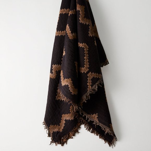 Wilfred Dimond Mosaic Triangle Black and Brown Scarf - Picture 1 of 6